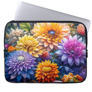 Pretty Colourful Ai Art Flowers Personalised Laptop Sleeve