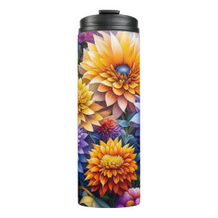 Pretty Colourful Ai Art Flowers Personalised Thermal Tumbler