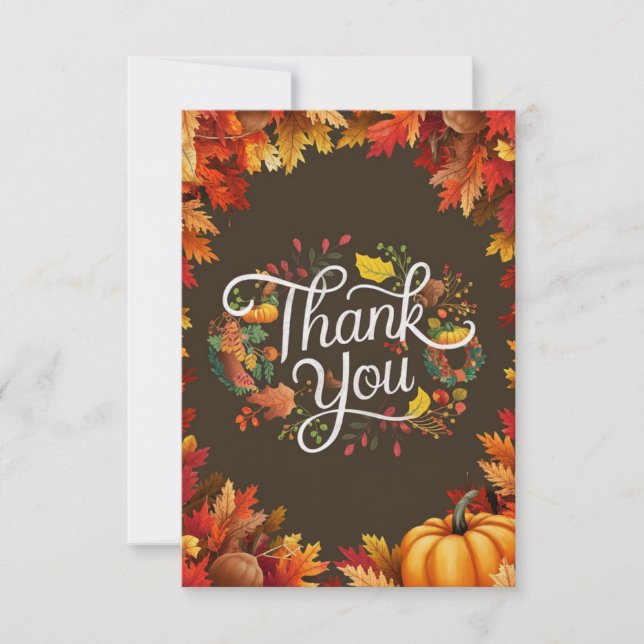 Pretty Colourful Autumn Fall Thank You Card (Front)