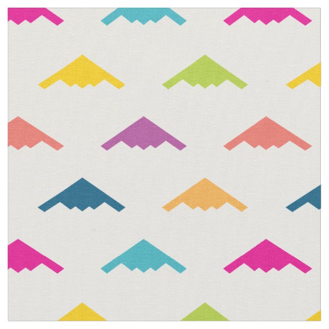 Pretty Colourful B-2 Spirit Stealth Bomber Pattern Fabric (Close Up)