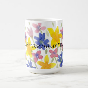 Pretty Colourful Birthday Flower For Her Mug