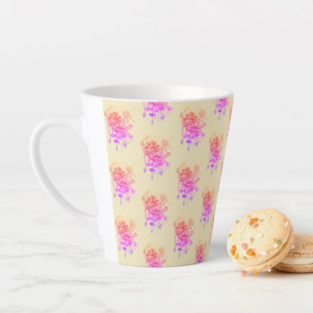 Pretty Colourful Bright Floral Abstract Latte Mug (In Situ)