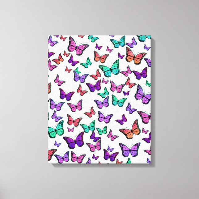 Pretty Colourful Butterflies Pattern Canvas Print (Front)