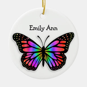 Pretty Colourful Butterfly Personalised Christmas Ceramic Ornament
