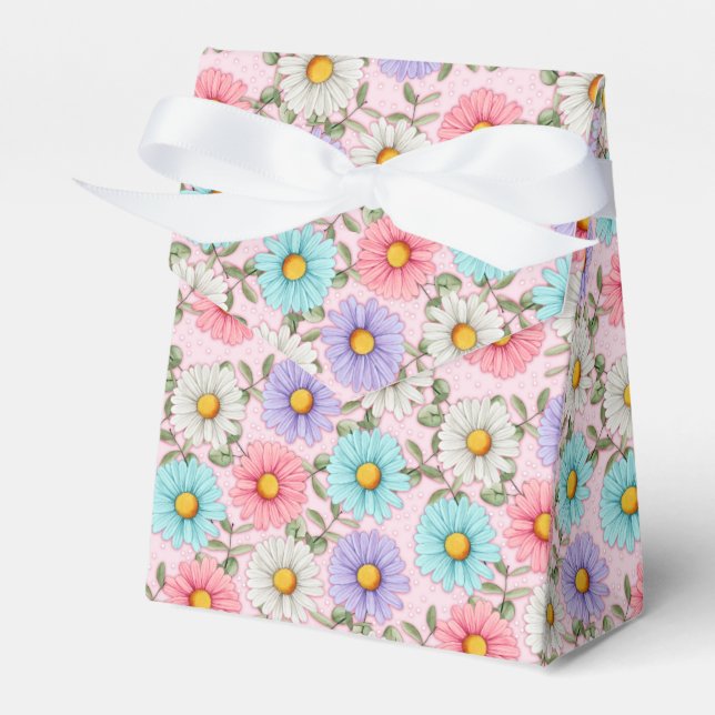 Pretty Colourful Daisies  Favour Box (Front Side)