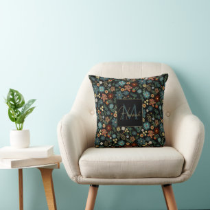 Pretty Colourful Ditsy Floral Black Design Cushion