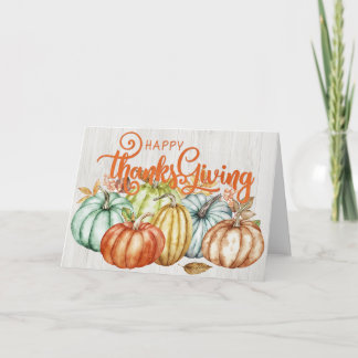 Pretty Colourful Fall Pumpkins Happy Thanksgiving Card