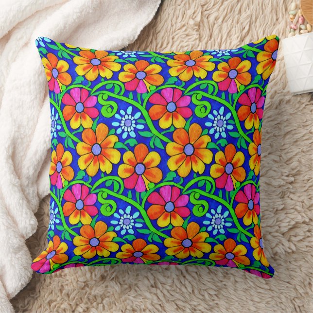 Pretty Colourful Floral Cushion (Blanket)