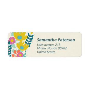 pretty colourful floral elegant modern return address label