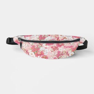 Pretty Colourful Floral Pattern Pink Custom Girl  Bum Bags