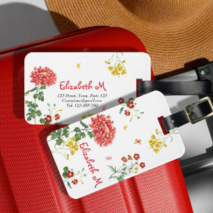 Pretty Colourful FLower Garden Hand Drawn Custom Luggage Tag