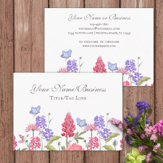 Pretty Colourful Flowers and Butterflies Garden Business Card