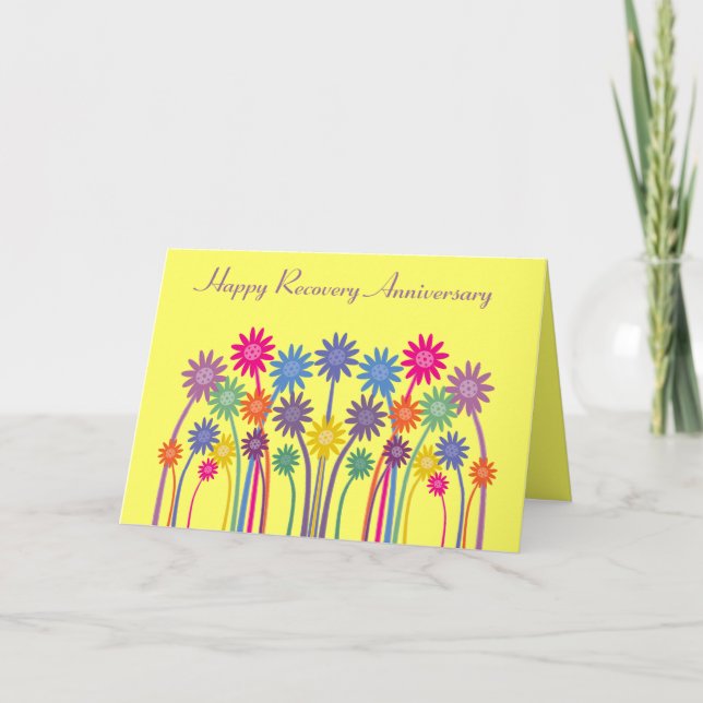 Pretty Colourful Flowers Customisable Recovery Card (Front)
