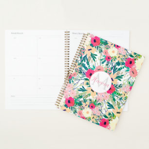 Pretty Colourful Flowers White Botanical Planner