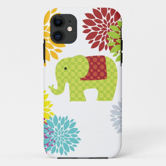 Pretty Colourful Hippie Elephant Flower Power Case-Mate iPhone Case (Back)