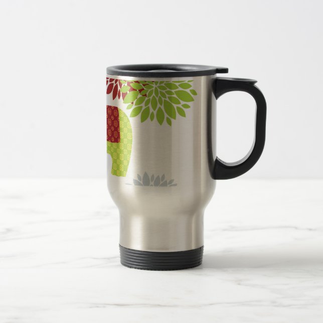 Pretty Colourful Hippie Elephant Flower Power Travel Mug (Right)