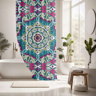 Pretty colourful mandala seamless pattern shower curtain