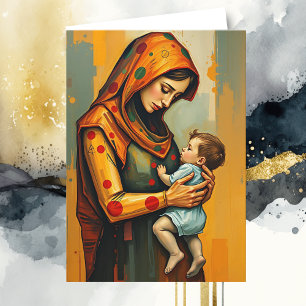 Pretty Colourful Mother's Day   Mum and Baby Card