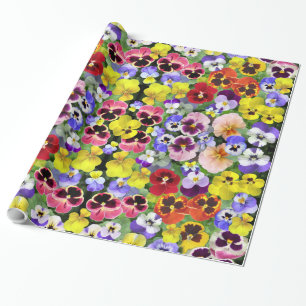 Pretty Colourful Pansies Wrapping Paper