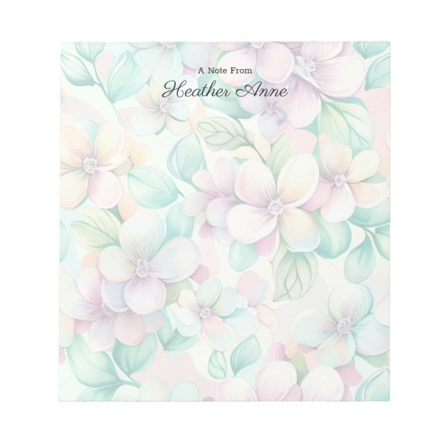 Pretty Colourful Pastel Floral Stylish Notepad (Front)