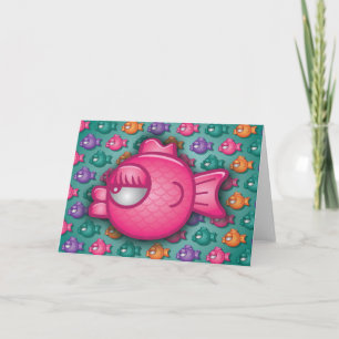 Pretty Colourful Pink Fish Greeting Card