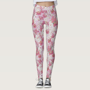 Pretty Colourful Purple Pink Floral Pattern Leggings
