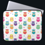Pretty Colourful Rainbow Owl Pattern Tween Kids Laptop Sleeve<br><div class="desc">Adorable Kids and Teens Colourful Rainbow Owl Pattern laptop case. Pretty bright and colourful owl pattern features white background with multicolored owls and hearts. Teal,  pink,  purple,  orange,  yellow,  green red,  and blue coloured owls. Adorable owl themed gifts for kids and owl loving tweens and adults.</div>