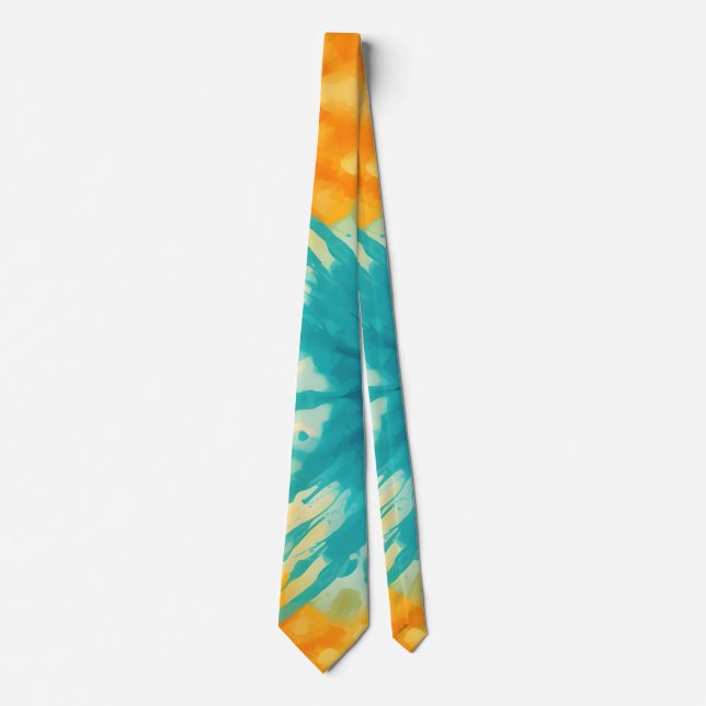 Pretty Colourful Retro Abstract Blue Yellow Tie (Front)