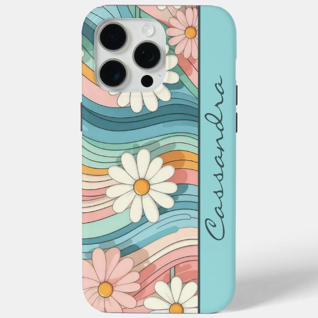 Pretty Colourful Retro Daisy Flower Power Name Case-Mate iPhone Case (Back)