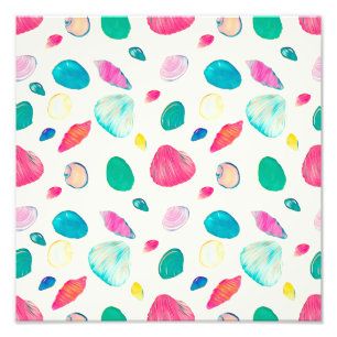 Pretty Colourful Seashells Beige Pattern Photo Print