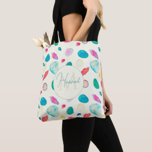 Pretty Colourful Seashells Beige Pattern Tote Bag