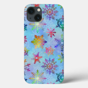 Pretty Colourful Snowflakes Christmas Pattern iPhone 13 Case