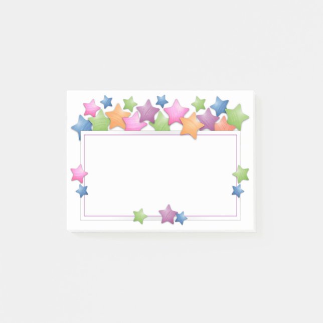 Pretty Colourful Stars Frame Post-it Notes (Front)