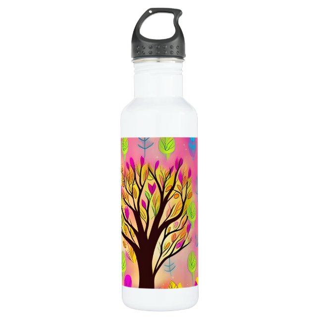 Pretty Colourful Tree Illustration  710 Ml Water Bottle (Front)