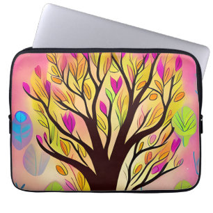 Pretty Colourful Tree Illustration Laptop Sleeve