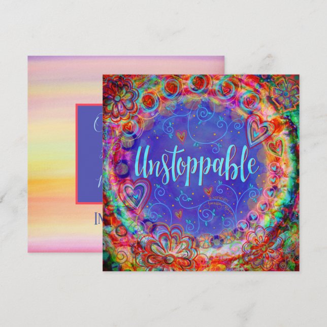 Pretty Colourful Unstoppable Motivational Phone Thank You Card (Front/Back)