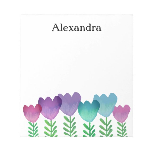 Pretty Colourful Watercolor Floral Custom Notepad (Front)