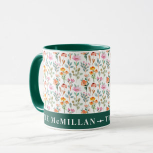 Pretty Colourful watercolor floral pattern pink Mug