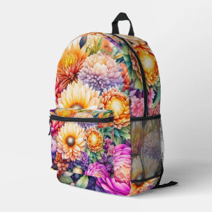 Pretty Colourful Watercolor Floral Printed Backpack