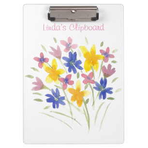 Pretty Colourful Watercolor Flower Clipboard
