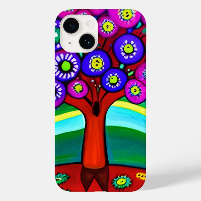 Pretty Colourful Whimsical Folk Art  Case-Mate iPhone Case (Back)