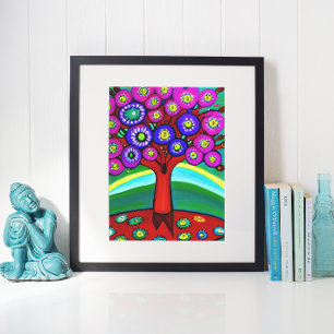 Pretty Colourful Whimsical Folk Art  Poster