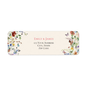 Pretty Colourful Wildflower Wedding Return Address Label