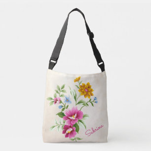Pretty Colourful Wildflowers Art *PERSONALIZE* Crossbody Bag