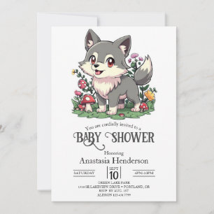 Pretty Colourful Wolf Baby Shower Invitation