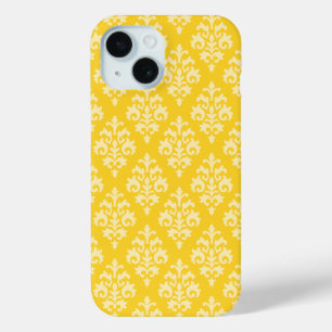 Pretty Colourful Yellow Damask Pattern iPhone 15 Case