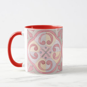 Pretty colours classic tile Floral pink, green, re Mug