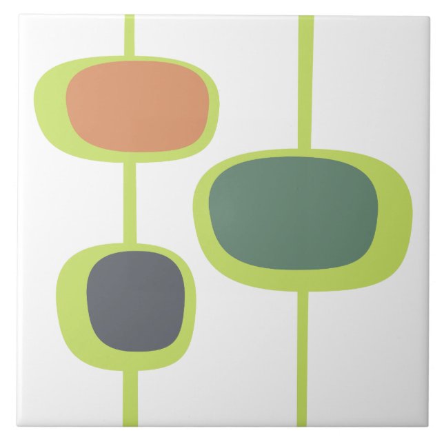 Pretty colours Mid century modern abstract green Ceramic Tile (Front)