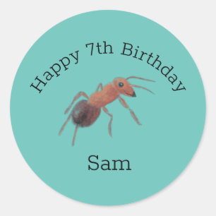 Pretty Cool Ant Birthday Illustration Classic Round Sticker
