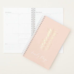 Pretty copper rose gold pineapple & blush pink planner